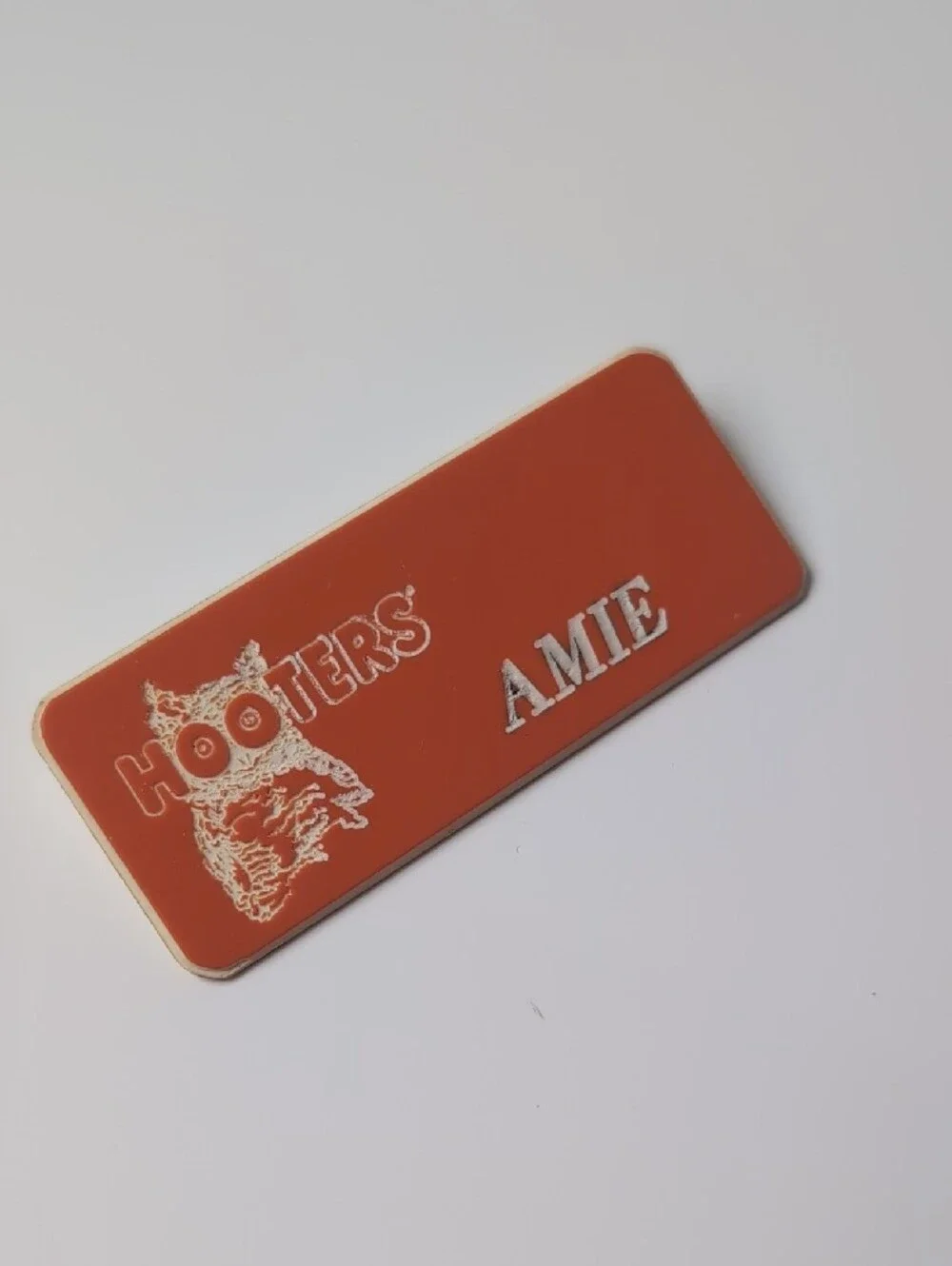 Hooters Orange Staff Name Badge with White Lettering